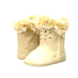 Baby Deer Baby Girls Tan Soft Sole Winter Boots with Fur Trim Size 6 18-24M